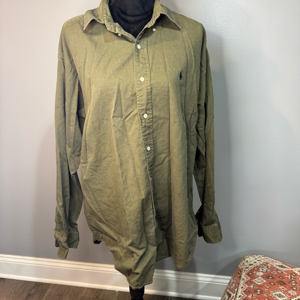 Polo Ralph Lauren Men’s 100% Cotton‎ Blake Button Down Olive Green Work